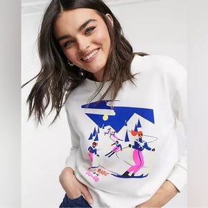 J Crew Virginie Morgand Ski Babes Sweatshirt Size L